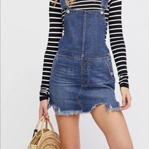 NWOT Free people overall tone denim minidress